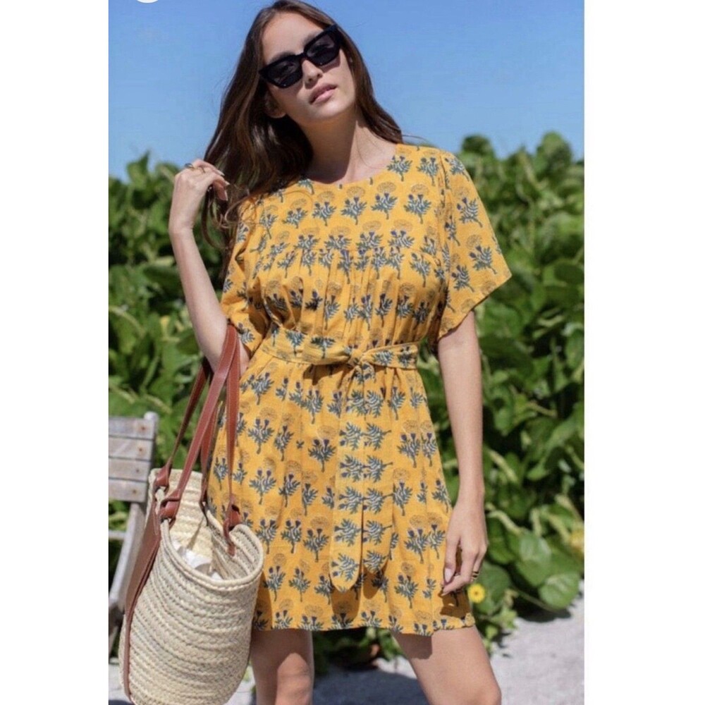 Emerson Fry India Collection Basalie Dress marigold yellow indie boho chic XS